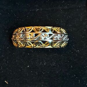 Elegant Sterling Silver (925) & Gold Tone Intricate Ring size 10